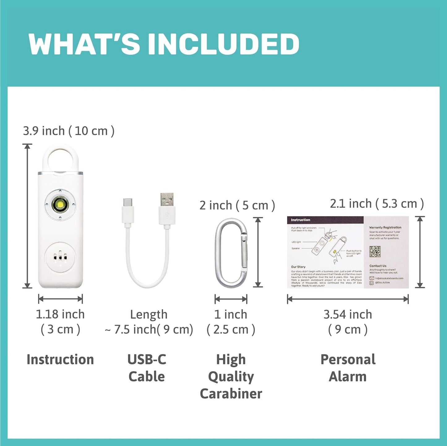 Personal Safety Alarm - 130 dB Anti-theft LED Light SOS Mode USB Type-C for Kids/Women or Camping