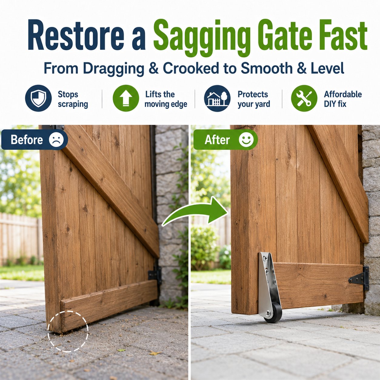 🔧 4 Parks Heavy-Duty Gate Support Wheel – Anti-Sag Fence Repair Roller for Smooth. Easy Gate Movement ✨
