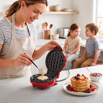 Compact Mini Waffle Maker for Small Breakfasts, US Plug