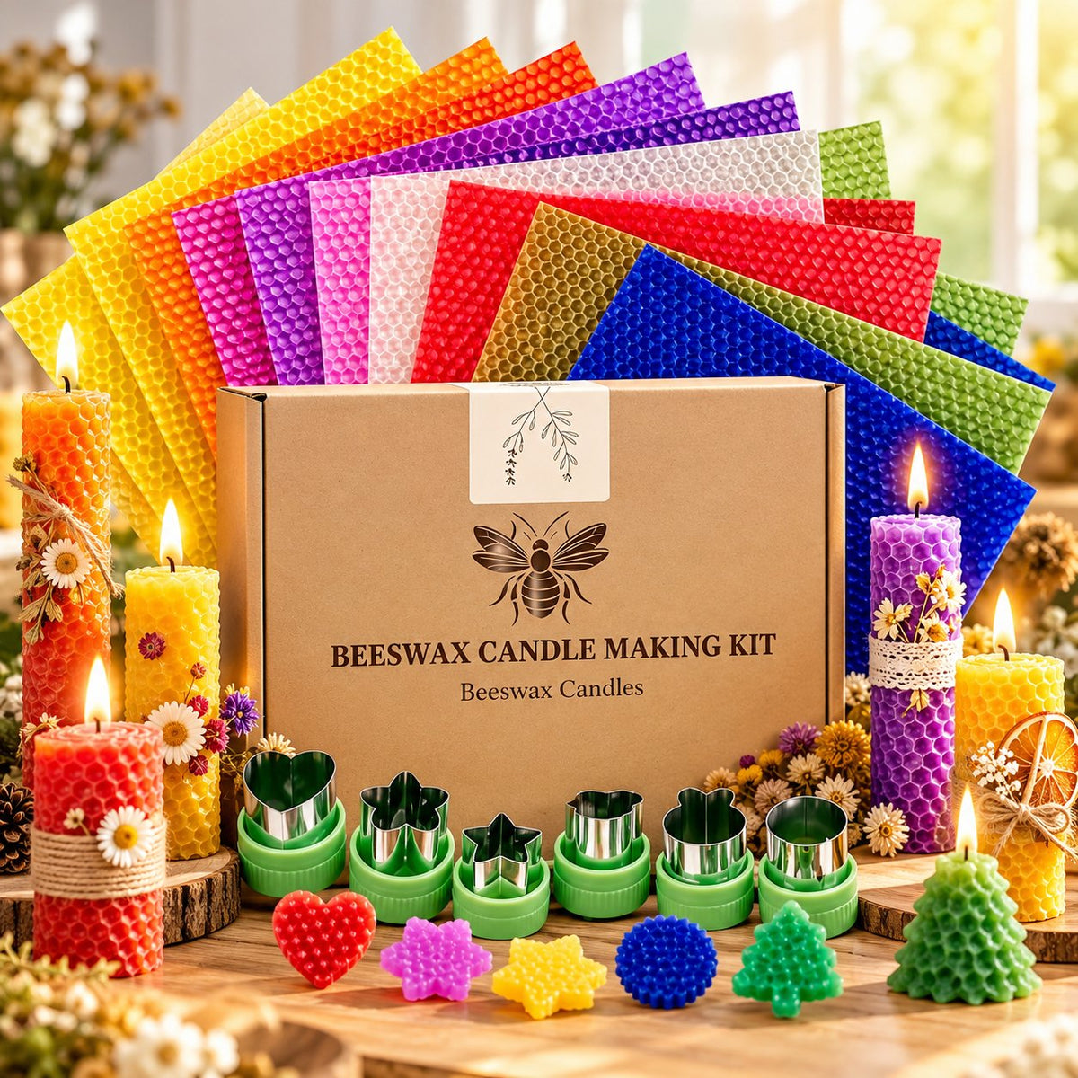 DIY Beeswax Candle Rolling Kit — 12 Colors