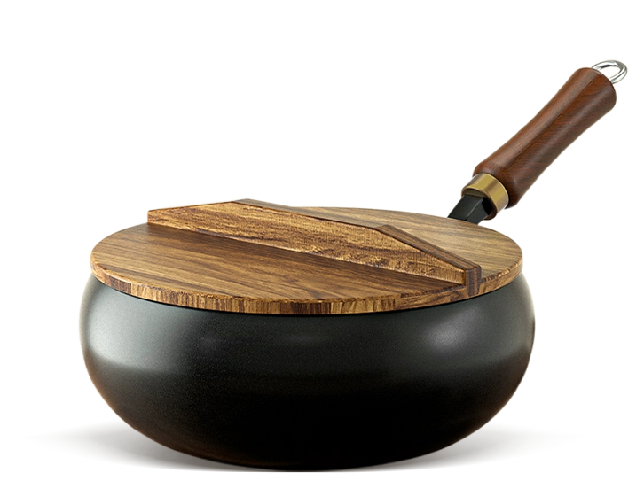 Uncoated Cast Iron Wok with Lid – Japanese Style Iron Pot