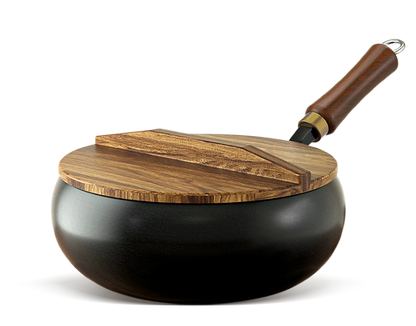 Uncoated Cast Iron Wok with Lid – Japanese Style Iron Pot