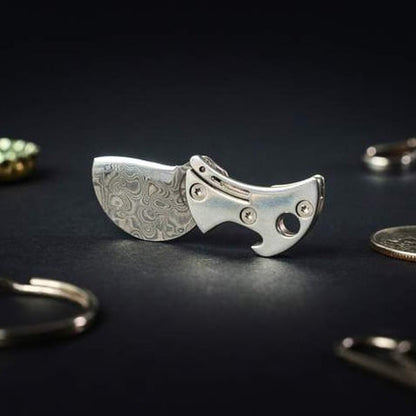 Damascus Steel & Titanium Micro Knife-2Pcs