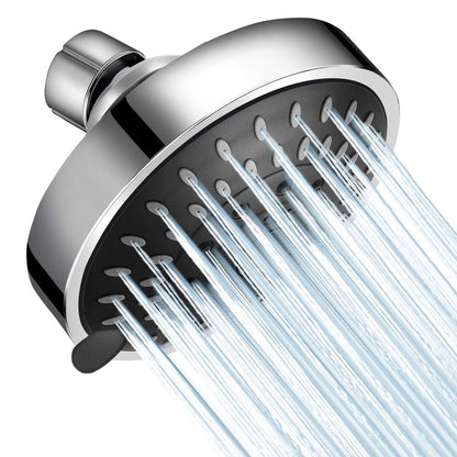 Elarohome High Pressure Shower Head 5 Settings Fixed Showerhead 4 Inch High F