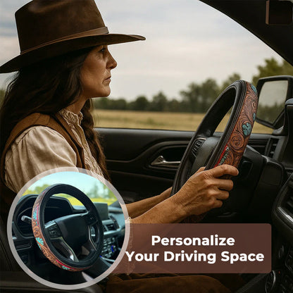 🤠 Give Your Ride That Wild West Energy🛞Western Cowboy Steering Wheel C