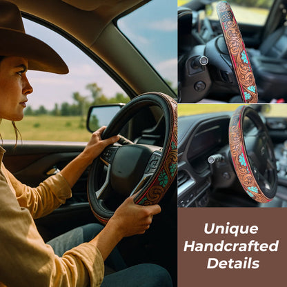 🤠 Give Your Ride That Wild West Energy🛞Western Cowboy Steering Wheel C