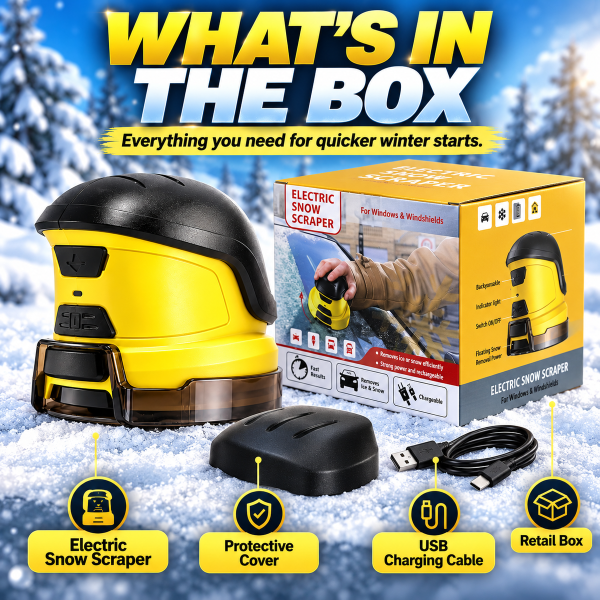 Cordless Electric Frost Scraper for Vehicle Glass