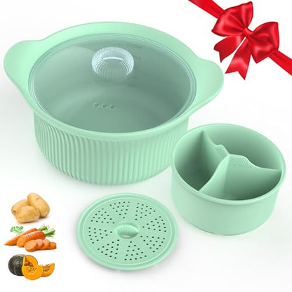 Large Divided Silicone Microwave Steamer – product image 3