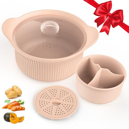 Large Divided Silicone Microwave Steamer – product image 4