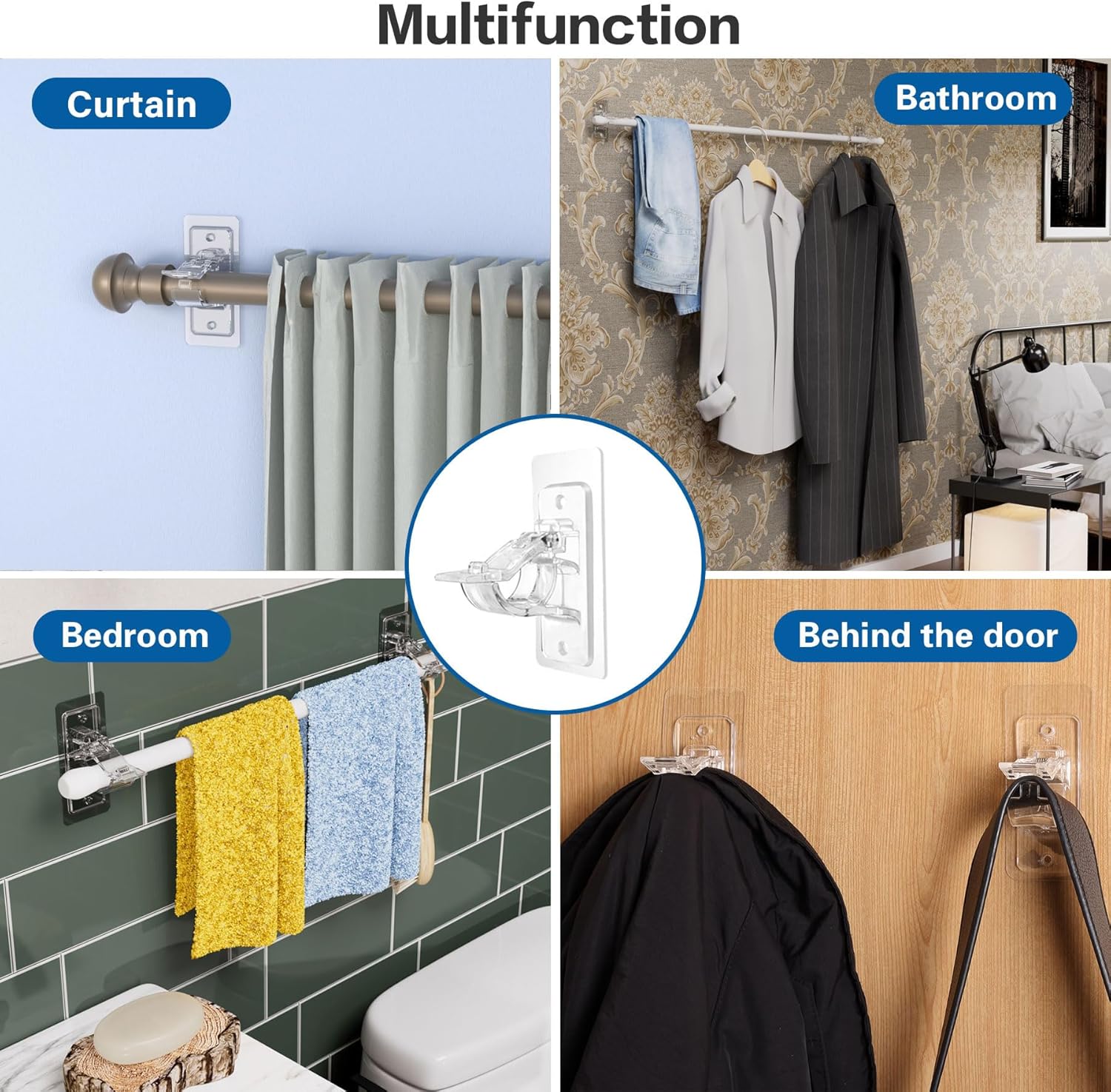 Extra-Large No-Drill Curtain Rod Holders – 6 Pack – product image 3