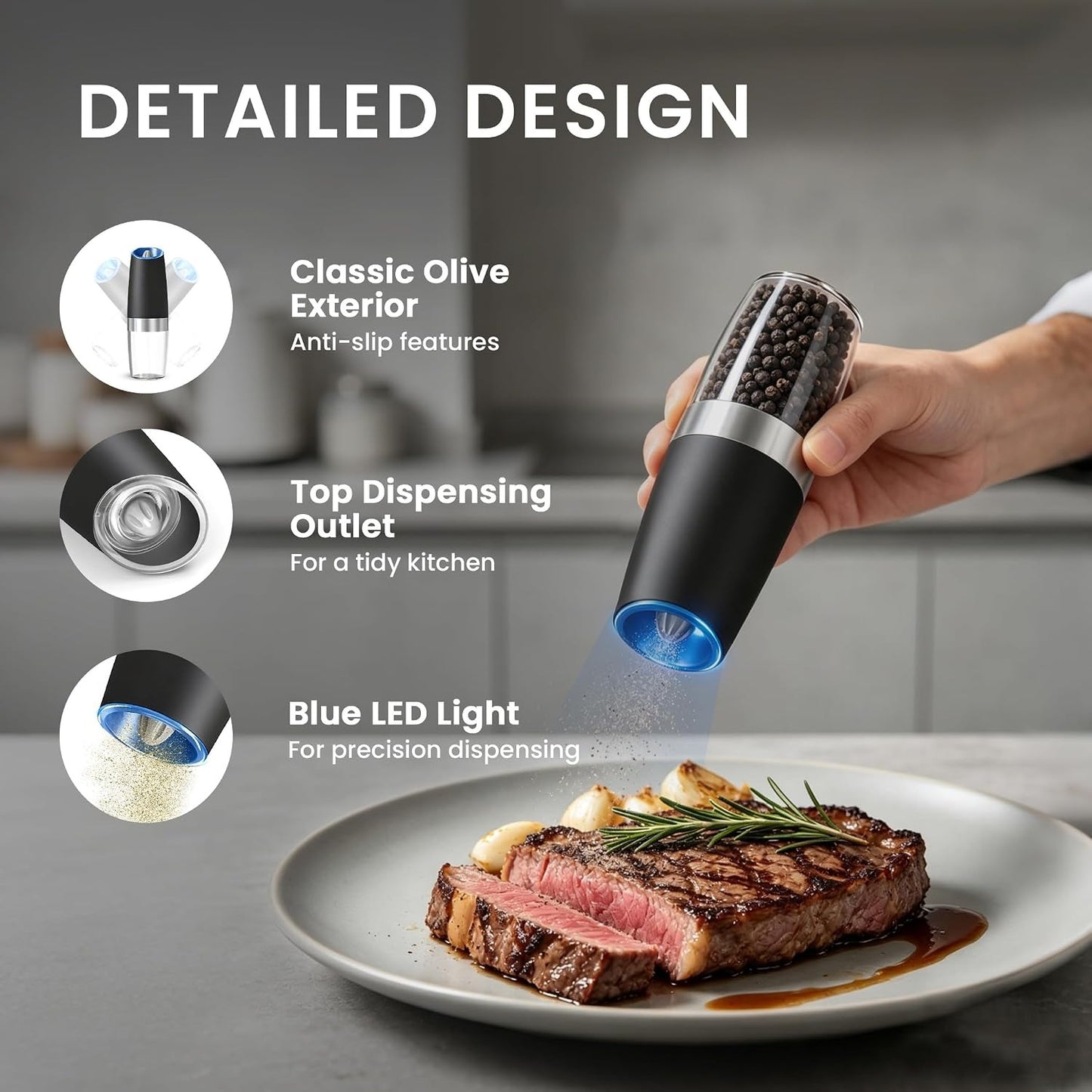 Automatic Gravity Salt and Pepper Grinder Set – product image 4