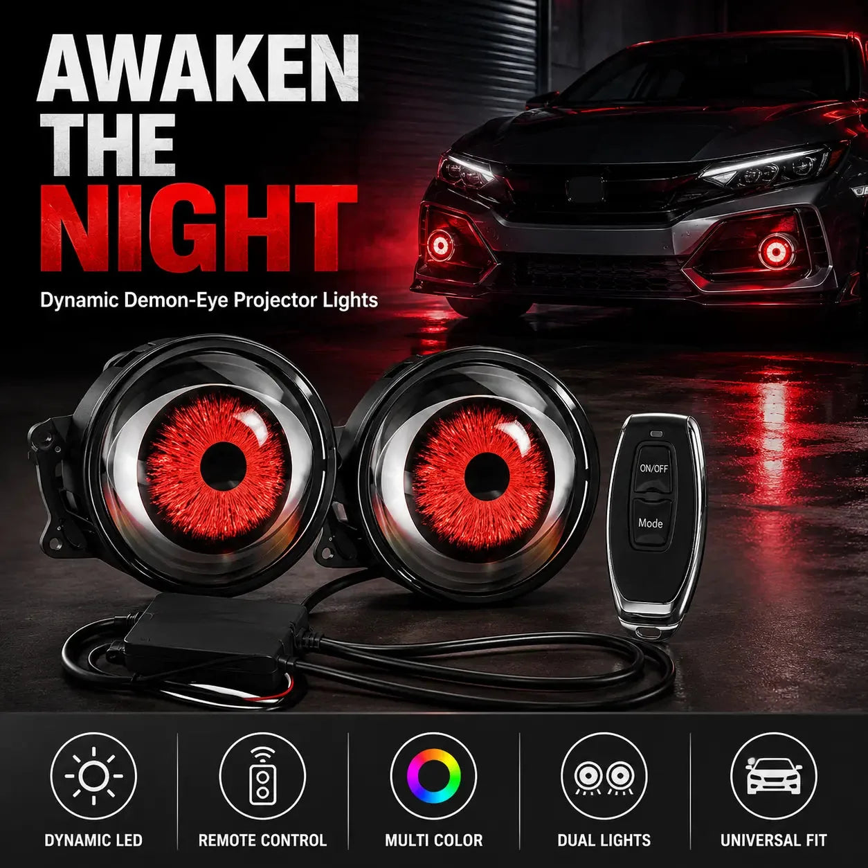 33-Mode Demon Eye LED Headlight Kit