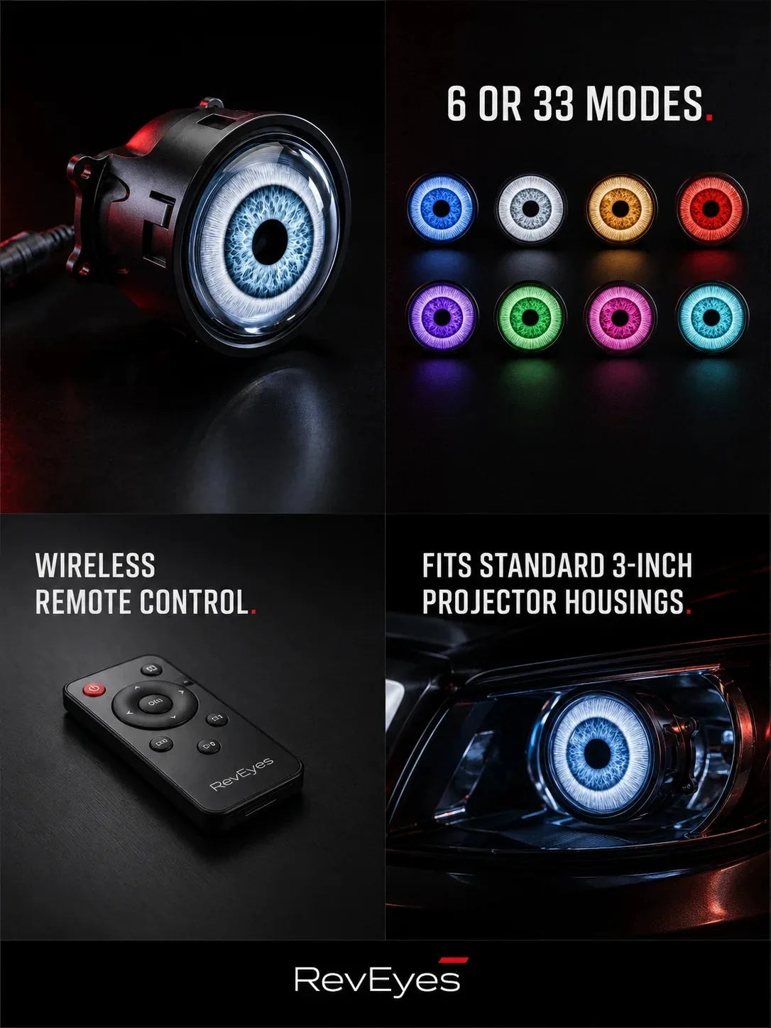 33-Mode Demon Eye LED Headlight Kit