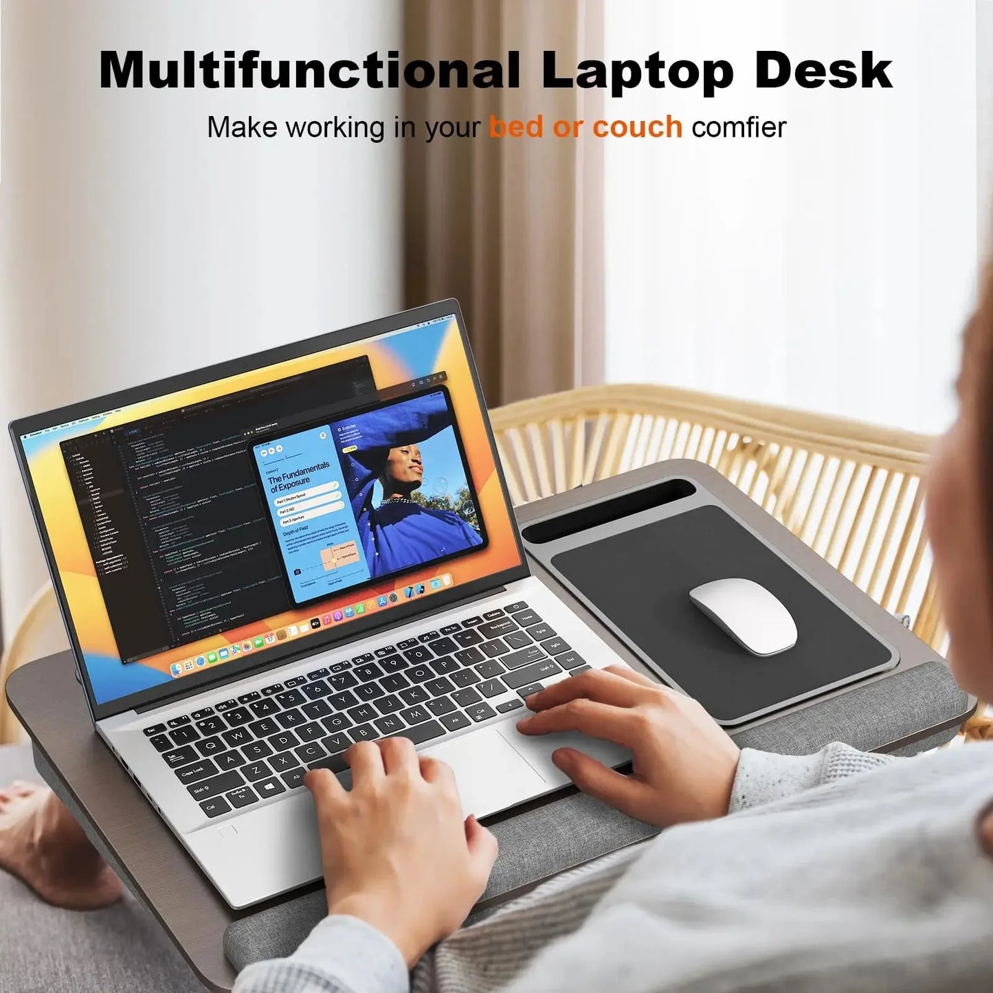 Cushioned Lap Desk with Phone Holder and Storage – product image 3