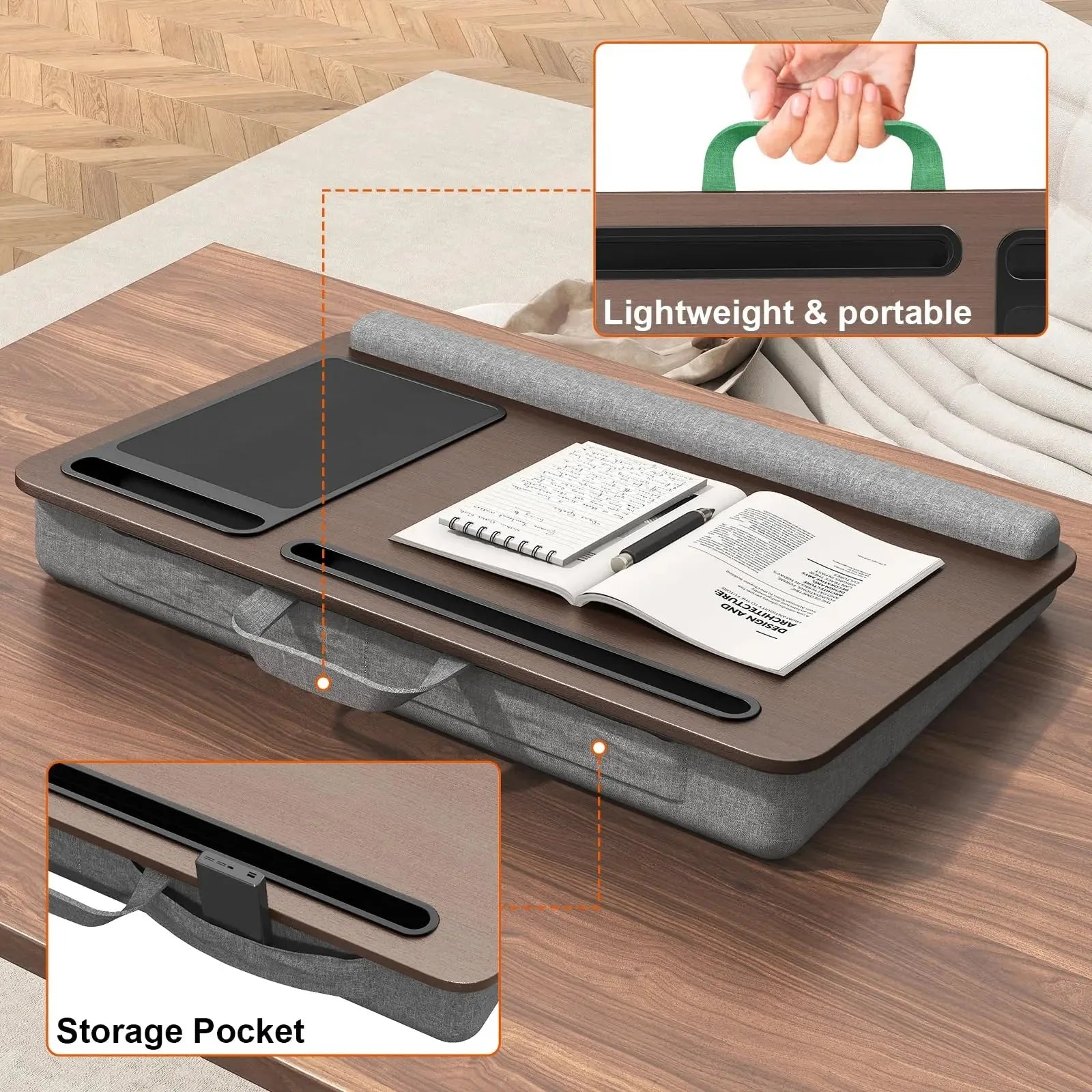 Cushioned Lap Desk with Phone Holder and Storage – product image 5