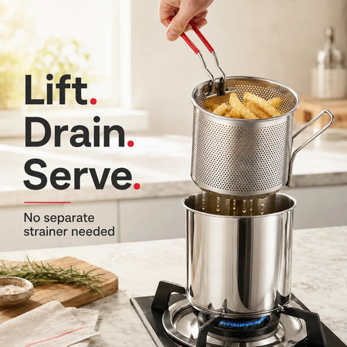 5-Piece Stainless Steel Mini Deep Fryer Set – product image 1