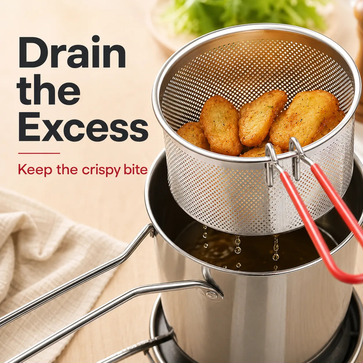 5-Piece Stainless Steel Mini Deep Fryer Set – product image 2