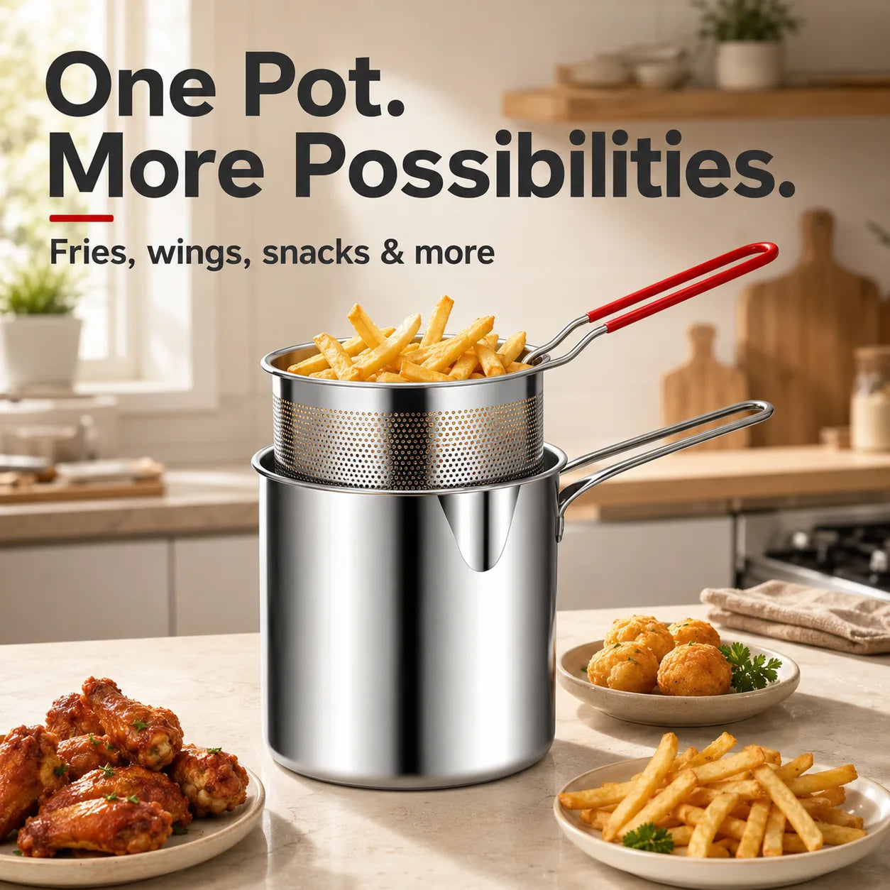 5-Piece Stainless Steel Mini Deep Fryer Set – product image 3