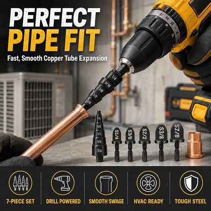 7-Piece Copper Tube Swaging Drill Bit Set