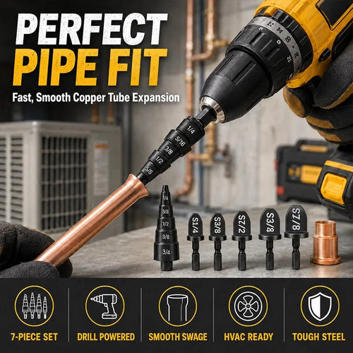 7-Piece Copper Tube Swaging Drill Bit Set