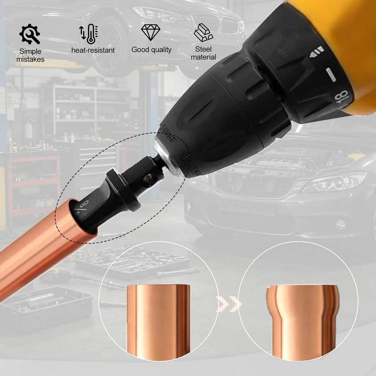 7-Piece Copper Tube Swaging Drill Bit Set – product image 2