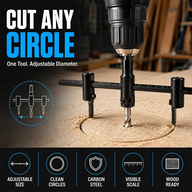 Adjustable Aircraft-Style Circle Hole Cutter – 30–200mm