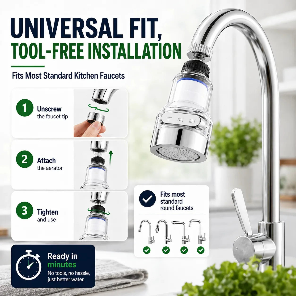 3-Mode Filtered Faucet Aerator – 2 Pack – product image 7