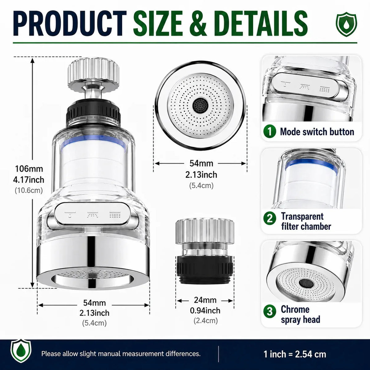 3-Mode Filtered Faucet Aerator – 2 Pack – product image 8