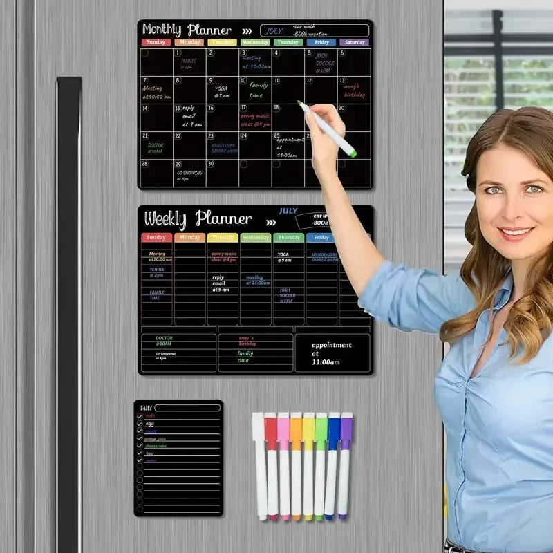 Magnetic Dry-Erase Refrigerator Planner Set – 3 Boards – product image 3