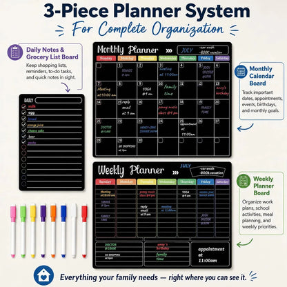 Magnetic Dry-Erase Refrigerator Planner Set – 3 Boards – product image 7