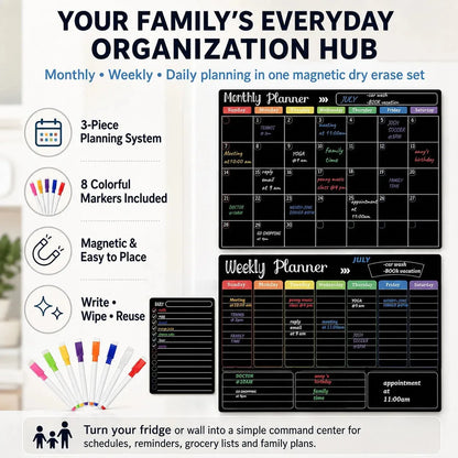 Magnetic Dry-Erase Refrigerator Planner Set – 3 Boards – product image 8