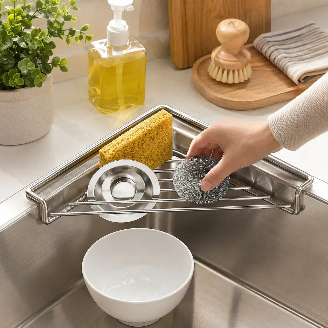 Stainless Steel Triangle Sink Drying Racks – 2 Pack – product image 5