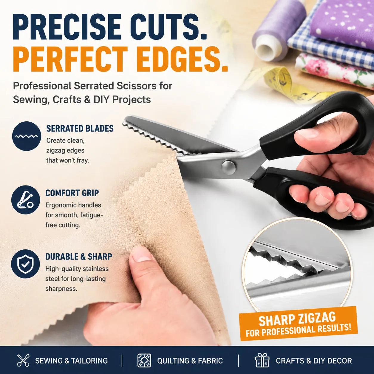 Stainless Steel Zigzag Pinking Shears – product image 1