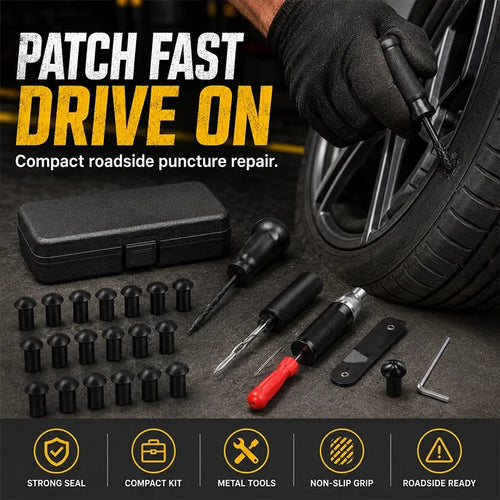 Mushroom Tire Puncture Repair Kit in Leather Case