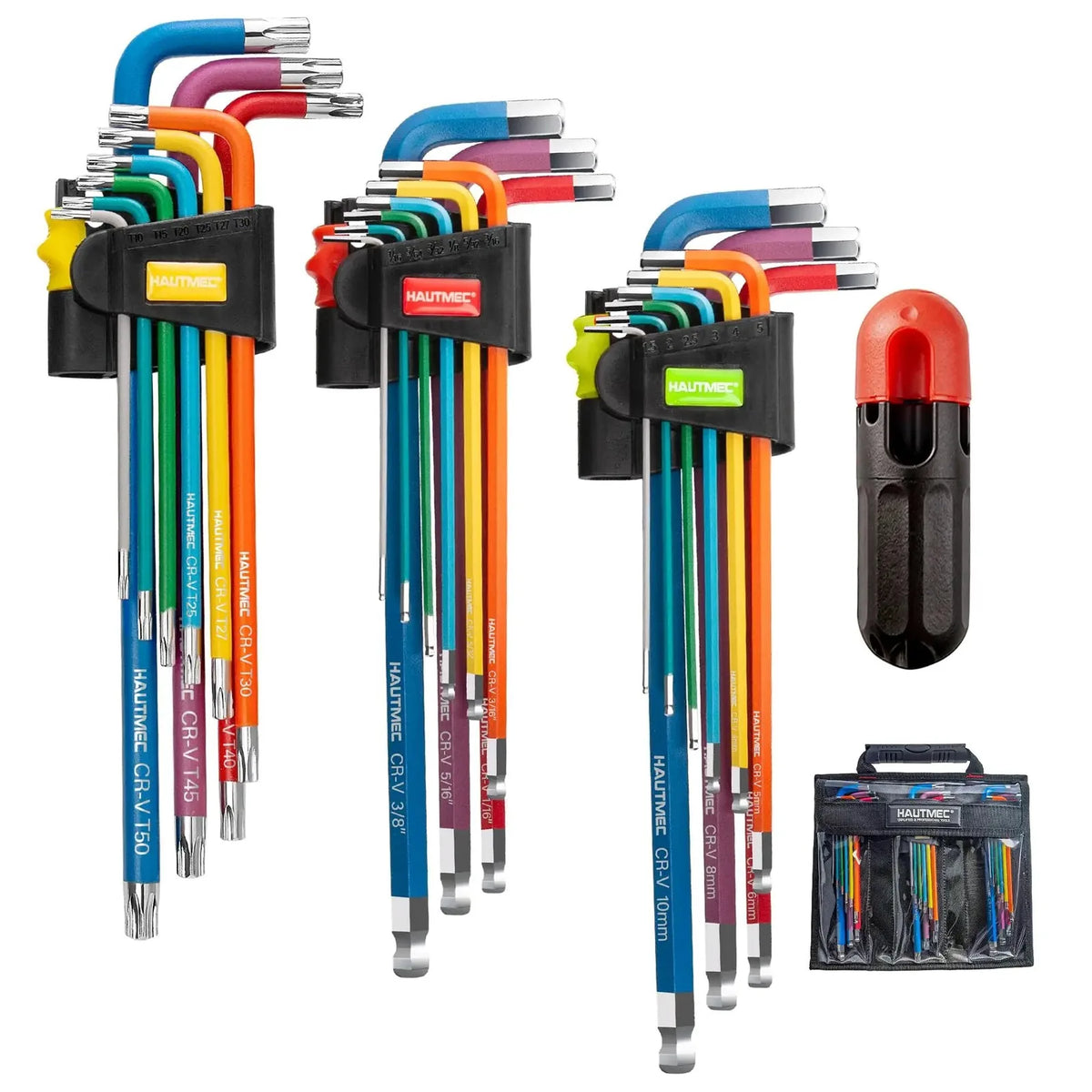 9-Piece Rainbow Ball-End Hex Key Set with Leverage Bar – product image 1