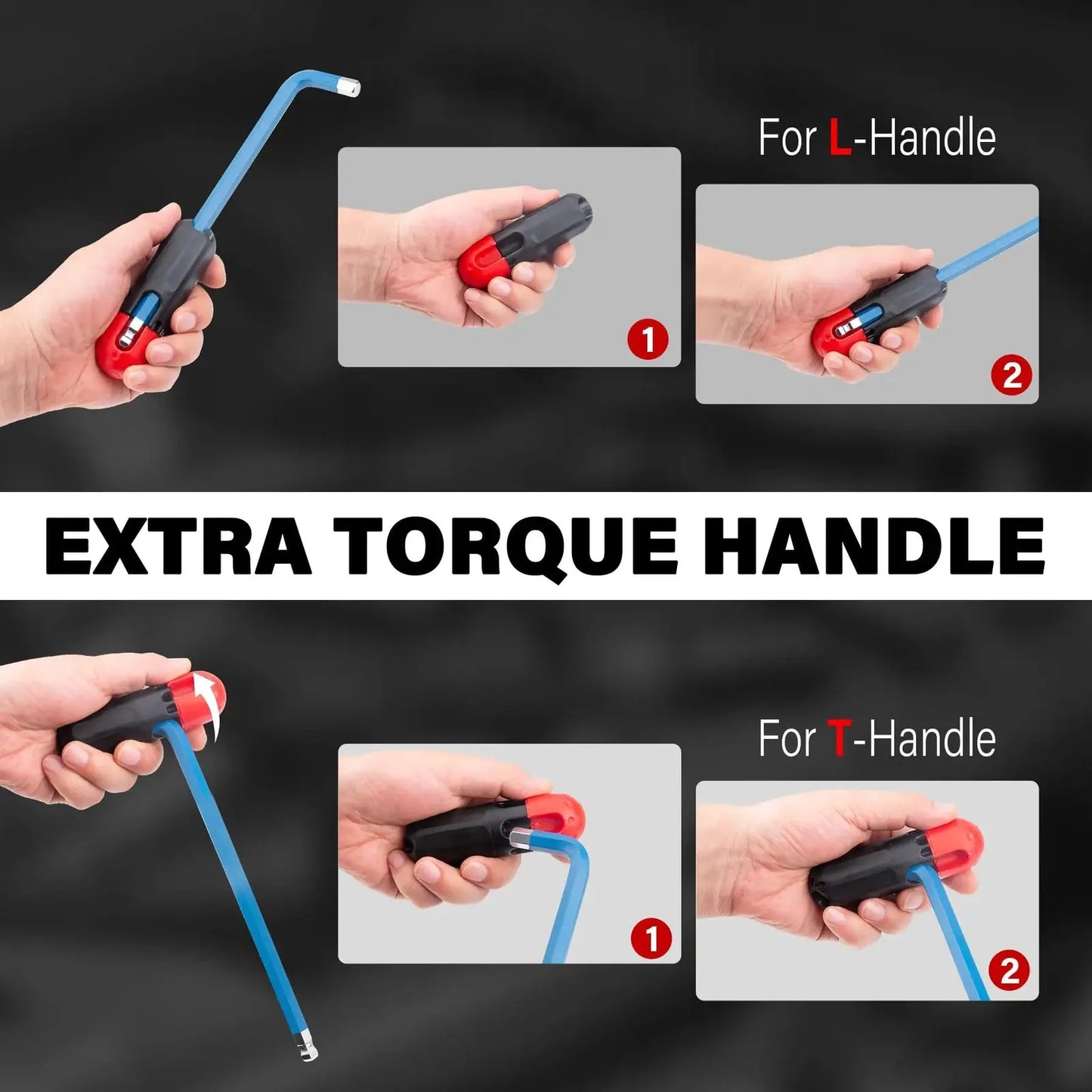 9-Piece Rainbow Ball-End Hex Key Set with Leverage Bar – product image 4