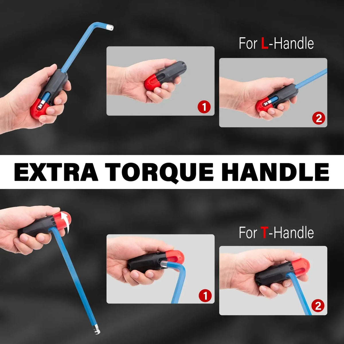 9-Piece Rainbow Ball-End Hex Key Set with Leverage Bar – product image 4