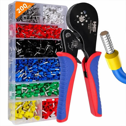 Self-Adjusting Ferrule Crimping Tool Kit with 200 Terminals