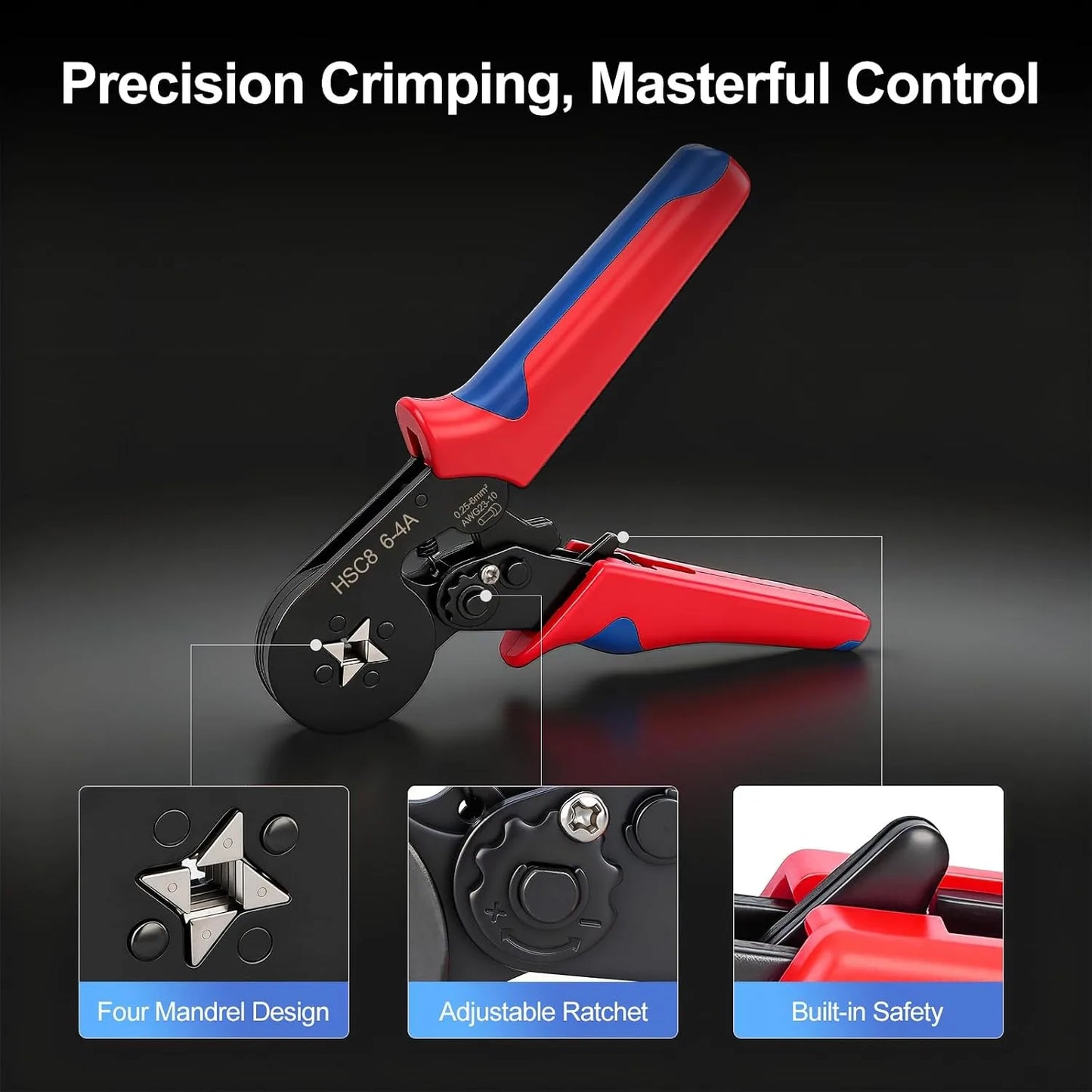 Self-Adjusting Ferrule Crimping Tool Kit with 200 Terminals