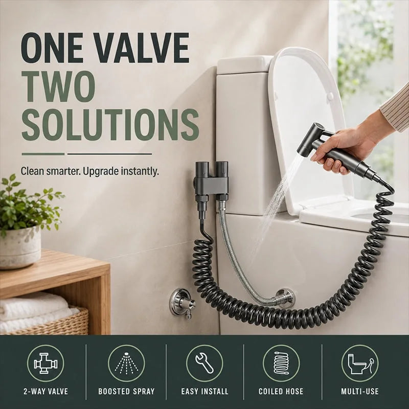 Dual-Control Handheld Bidet Sprayer and Angle Valve Set