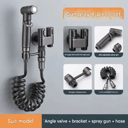 Dual-Control Handheld Bidet Sprayer and Angle Valve Set