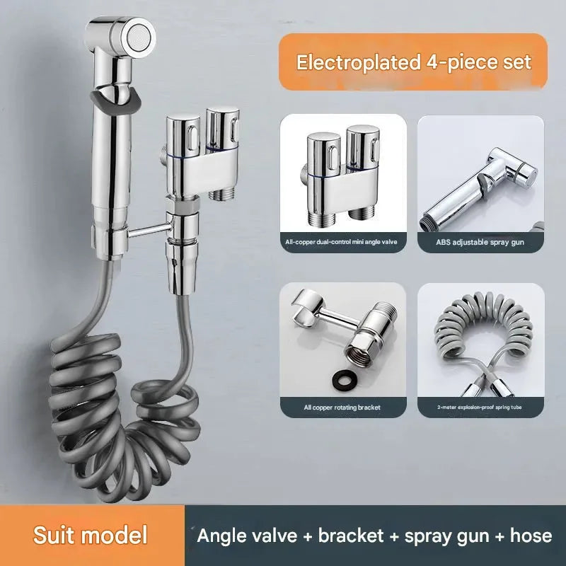 Dual-Control Handheld Bidet Sprayer and Angle Valve Set