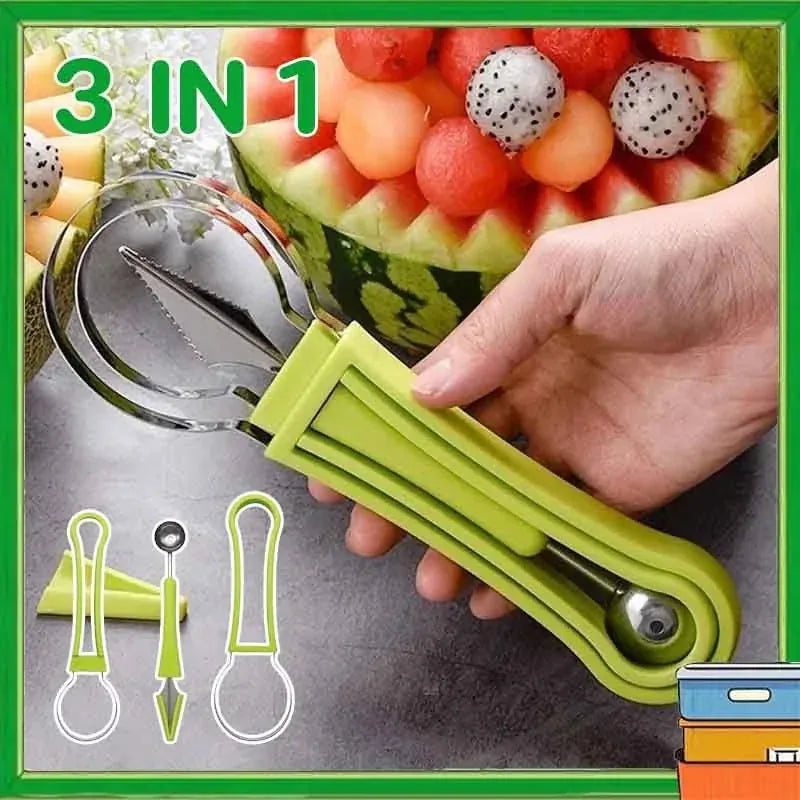 3-in-1 Stainless Steel Melon Baller and Fruit Tool Set – product image 3