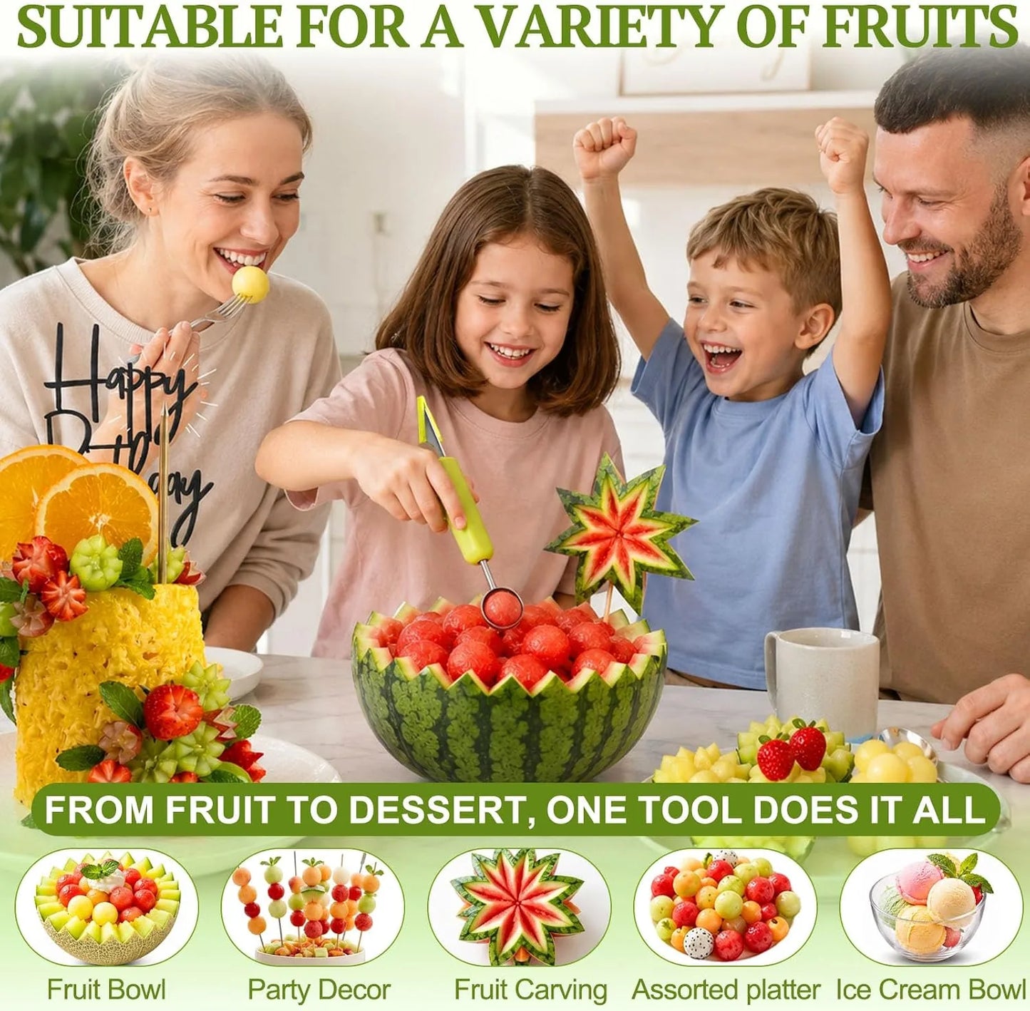 3-in-1 Stainless Steel Melon Baller and Fruit Tool Set