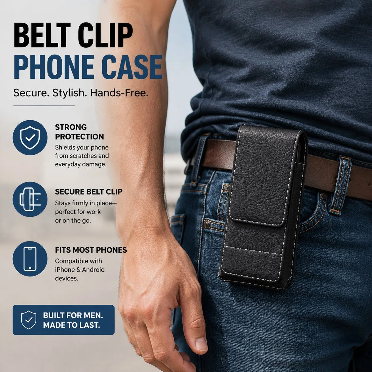 Vertical Belt Phone Pouch with Zipper Pockets – product image 5