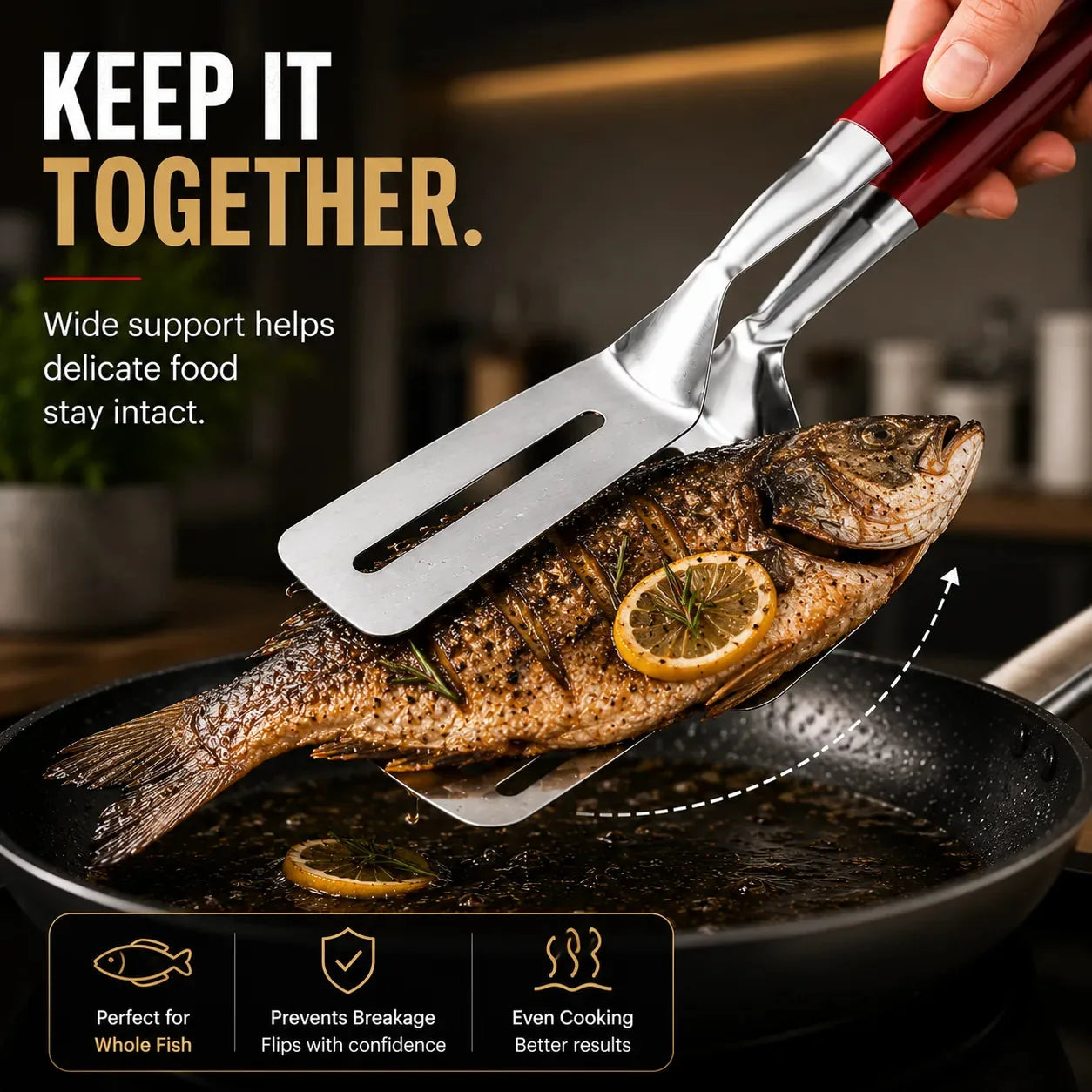 26 cm Stainless Steel Spatula Tongs with Silicone Grip – product image 3