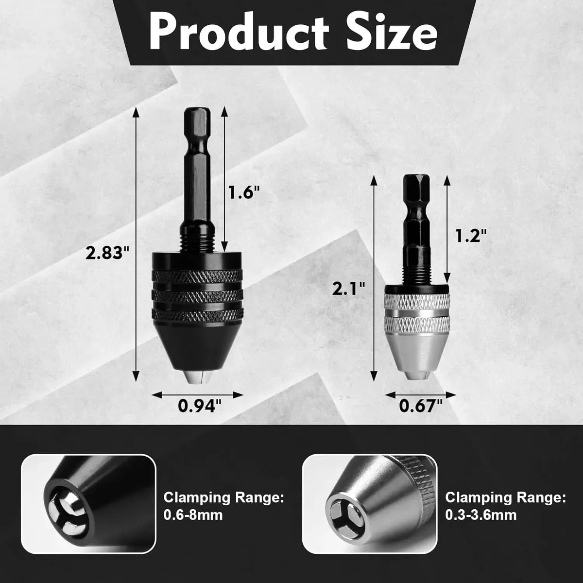 2-Piece Keyless Mini Drill Chuck Adapter Set – product image 1
