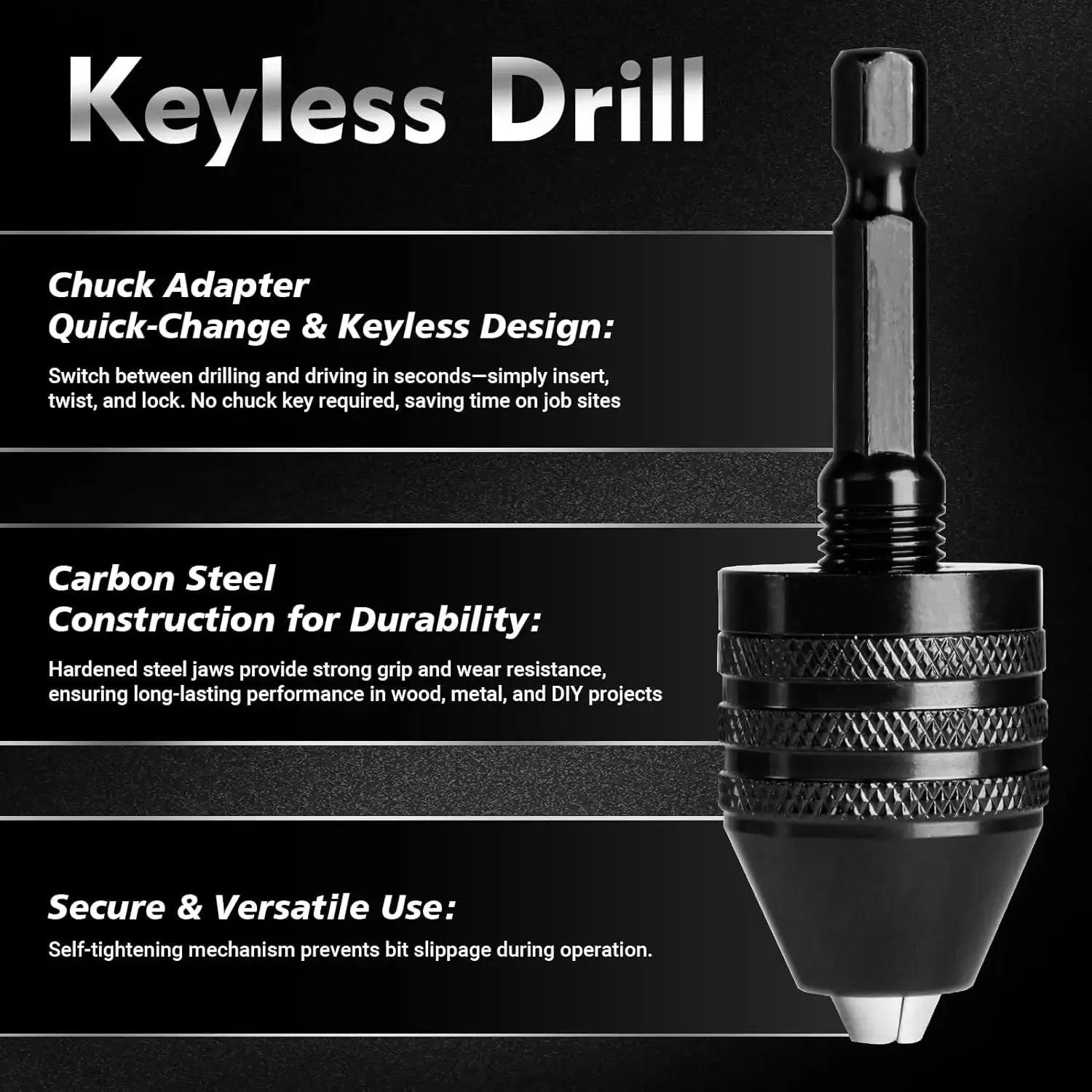 2-Piece Keyless Mini Drill Chuck Adapter Set – product image 2