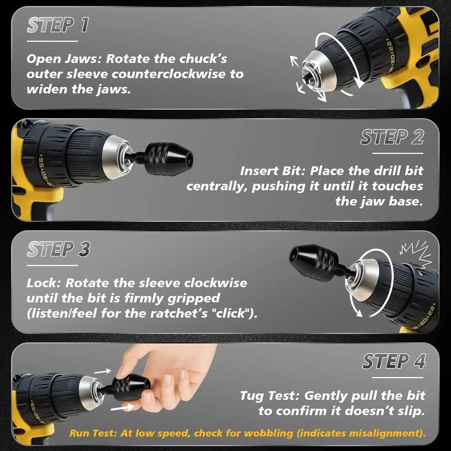 2-Piece Keyless Mini Drill Chuck Adapter Set – product image 3