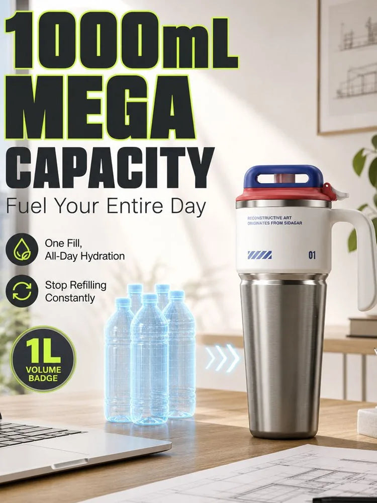 Large Stainless Steel Insulated Travel Tumbler with Straw – product image 2